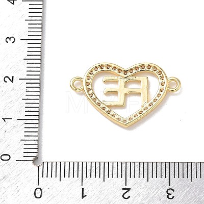 Brass Micro Pave Clear Cubic Zirconia Letter FE Links Connector Charms KK-L268-024G-01-1