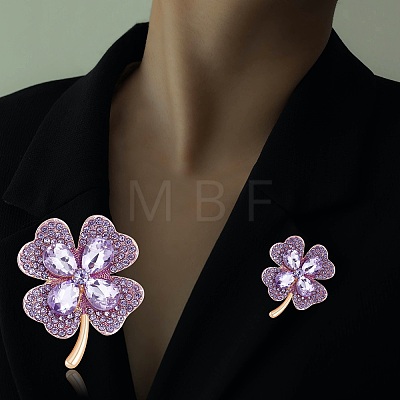 Cubic Zirconia Clover Brooch Pin JBR105D-1