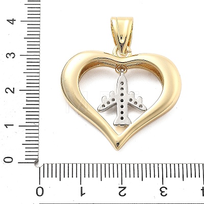 Rack Plating Brass with Cubic Zirconia Pendants KK-Q017-10B-G-1