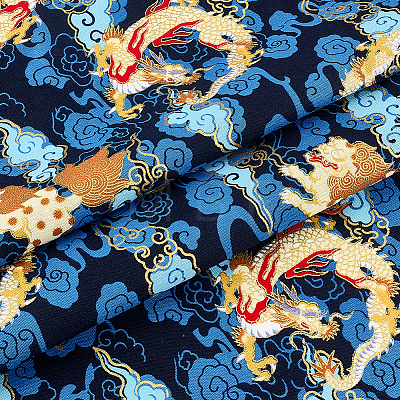 Qilin Pattern Cotton Fabric DIY-WH0579-97B-1