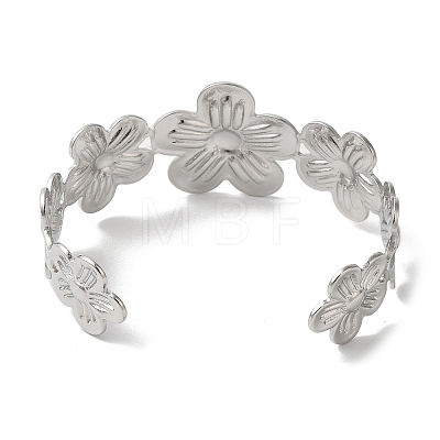 Titanium Steel Flower Open Cuff Bangles for Women BJEW-G719-13P-1