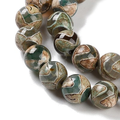 Natural Tibetan Wave Pattern dZi Agate Beads Strands G-B084-A01-01-1