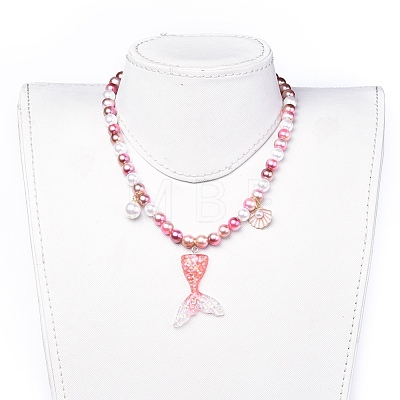 Plastic Imitation Pearl Stretch Bracelets and Necklace Jewelry Sets X-SJEW-JS01053-03-1