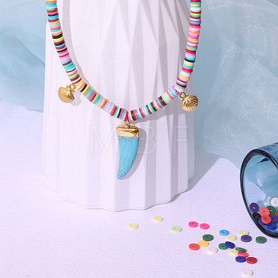 Flat Round Handmade Polymer Clay Beads CLAY-R067-8.0mm-21-1