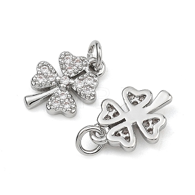 SHEGRACE Brass Micro Pave Clear Cubic Zirconia Charms XGRQ2O411-415P-1