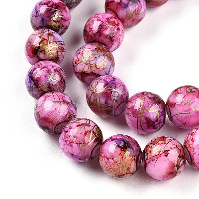 Baking Painted Glass Beads Strands DGLA-N003-10mm-B03-1