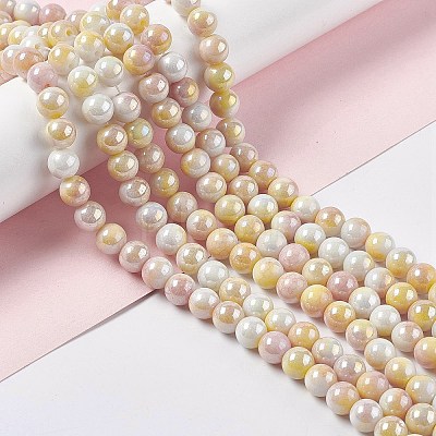 Electroplated Glass Beads Strands X-GLAA-C023-01F-1