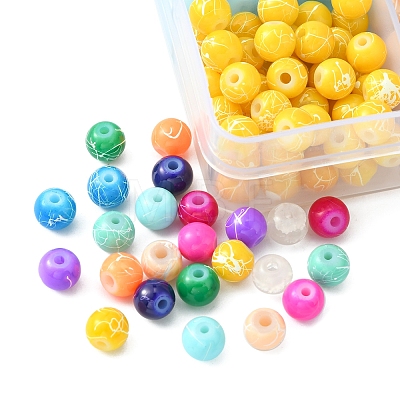 720Pcs 12 Colors Drawbench & Crackle Style Glass Beads Strands DGLA-FS0001-02-1