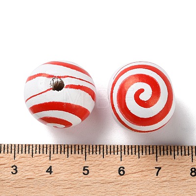 Printed Wood European Beads WOOD-Z002-13A-1