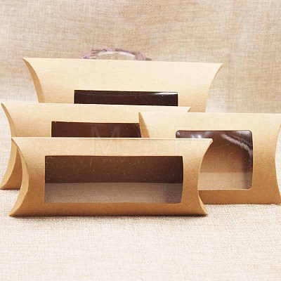Kraft Paper Pillow Candy Box CON-WH0070-97B-02-1