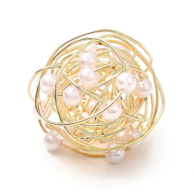 Wire Wrapped Acrylic Beads KK-H438-01G-1