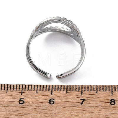 Oval 304 Stainless Steel Open Cuff Rings for Women RJEW-F174-05P-1