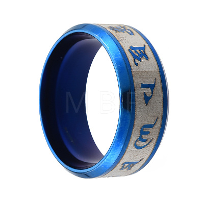 Om Mani Padme Hum 201 Stainless Steel Finger Ring for Women RJEW-N043-15B-1