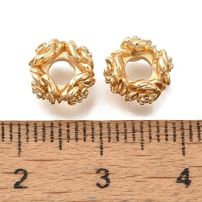 Brass Micro Pave Cubic Zirconia Beads KK-Q001-18G-1