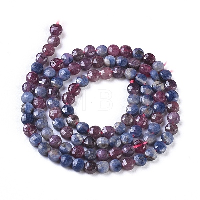 Natural Red Corundum/Ruby and Sapphire Beads Strands G-I249-A30-1