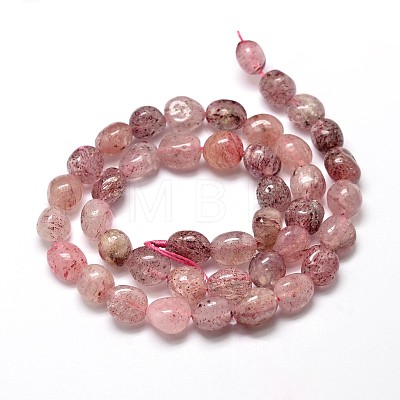 Natural Strawberry Quartz Gemstone Nuggets Bead Strands G-J336-27-1