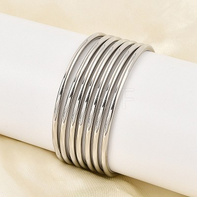 7Pcs 201 Stainless Steel Plain Bangle Sets for Women BJEW-L664-022A-P02-1