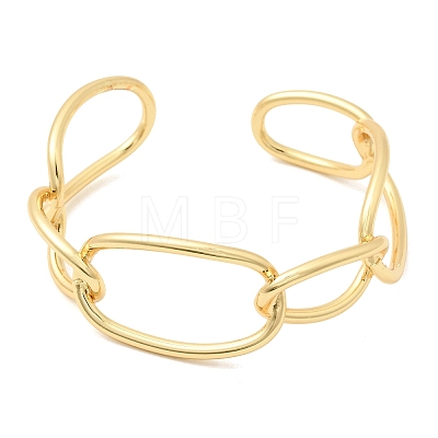 Brass Large Oval Link Chain Cuff Bangles for Women KK-CBACA61-04G-1