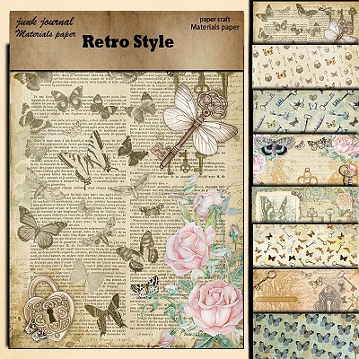 8Pcs 8 Styles Scrapbook Paper Pad PW-WGD266F-01-1