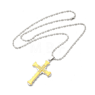 Alloy Cross Pandant Necklace with Link Chains NJEW-K245-003G-1