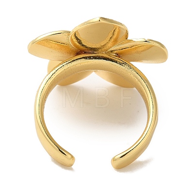 Flower Rack Plating Brass Cuff Rings for Women RJEW-G323-07G-1