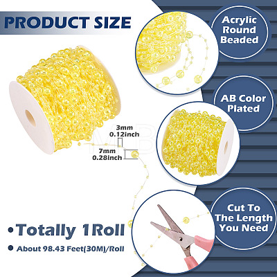 Acrylic Round Beaded Link Chains DIY-MB0007-001F-1