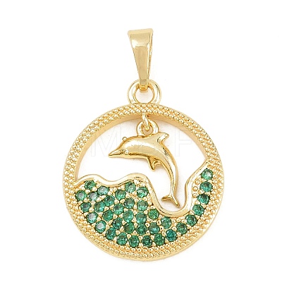 Brass Micro Pave Cubic Zirconia Pendants KK-D258-31G-1