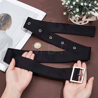 1Pc Black Cloth Waist Belly Belts AJEW-GF0014-51P-1