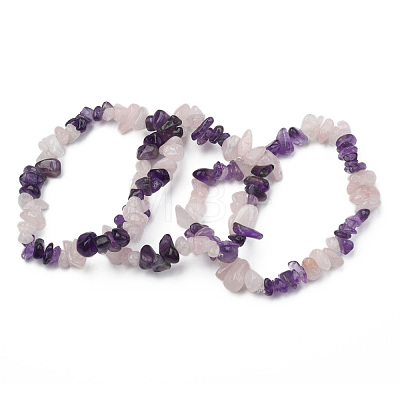 Chips Gemstone Beaded Stretch Bracelets X-BJEW-JB01824-04-1