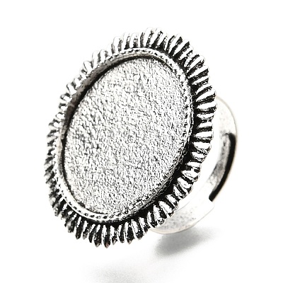Vintage Adjustable Iron Finger Ring Components Alloy Cabochon Bezel Settings PALLOY-Q300-14AS-NR-1