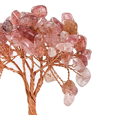 Natural Strawberry Quartz Chips Tree Decorations DJEW-M012-02I-1