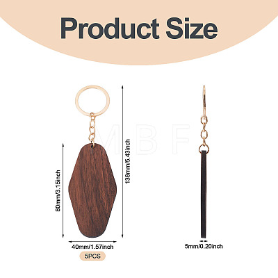 Walnut Wood Pendant Keychains KEYC-TAC0034-06B-1