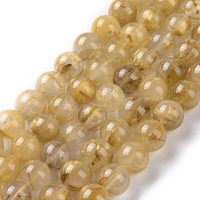 Grade AA Natural Gold Rutilated Quartz Beads Strands G-I206-34-10mm-1