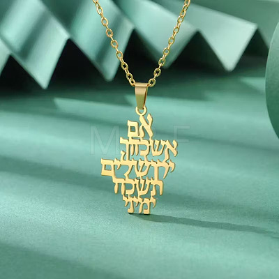 304 Stainless Steel Religion Letter Pendant Necklaces FS-WGB6D0C-02-1