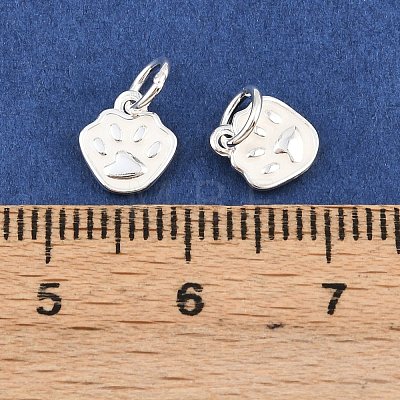 925 Sterling Silver Enamel White Paw Print Charms STER-A049-05S-1