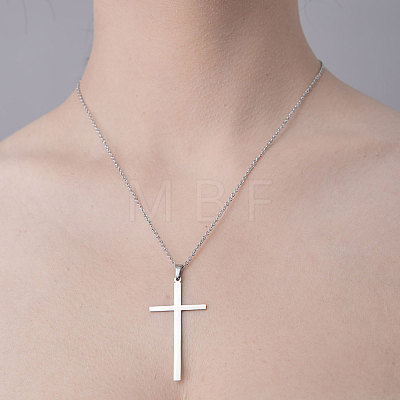 201 Stainless Steel Cross Pendant Necklace NJEW-OY001-46-1