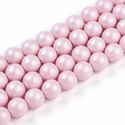 Baking Painted Pearlized Glass Pearl Bead Strands HY-N002-8mm-B04-1