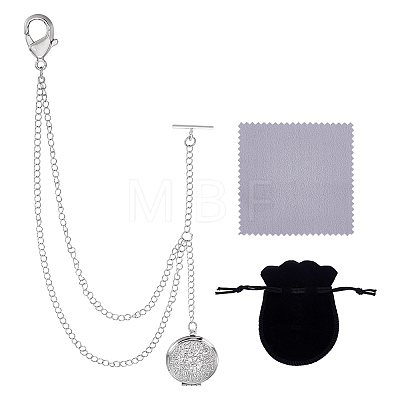 Brass Locket Pocket Watch Chains HJEW-PH02530-1
