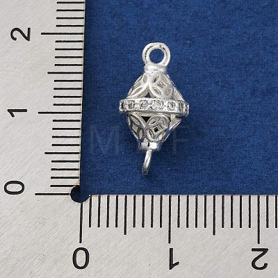 Brass Micro Pave Clear Cubic Zirconia Hollow Bicone Connector Charms KK-A230-05E-S-1