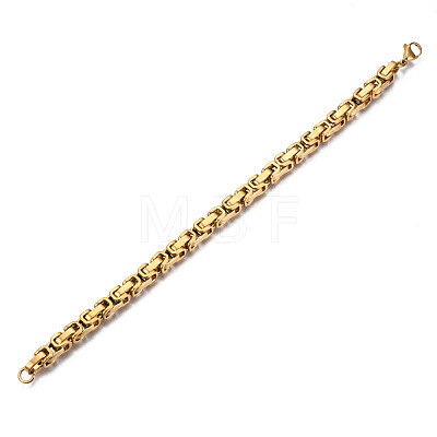 Ion Plating(IP) 201 Stainless Steel Byzantine Chain Bracelet for Men Women BJEW-S057-89A-01-1
