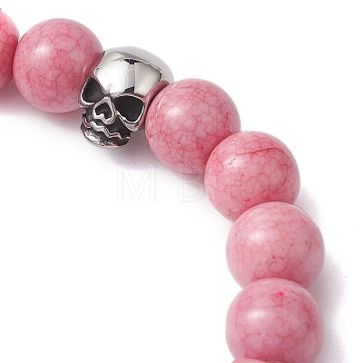 10mm Round Opaque Crackle Glass Beaded Stretch Bracelets BJEW-JB10801-1