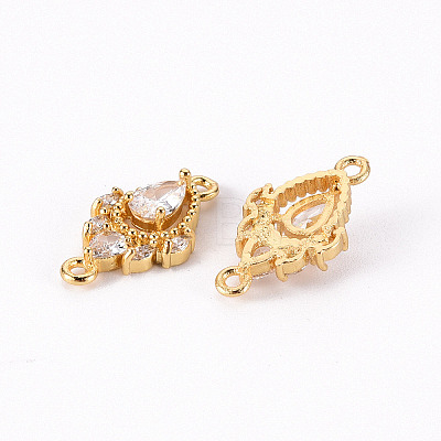 Brass Micro Pave Clear Cubic Zirconia Link Connectors X-ZIRC-S068-023-NF-1