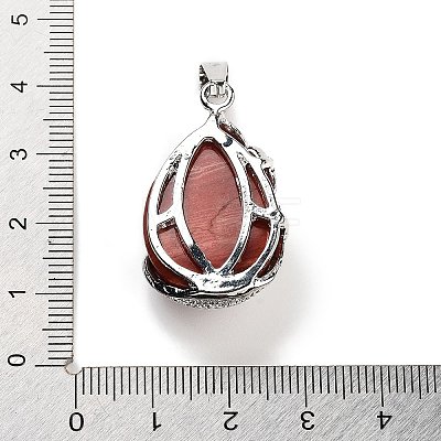 Natural Red Jasper Teardrop Pendants G-G112-03P-11-1