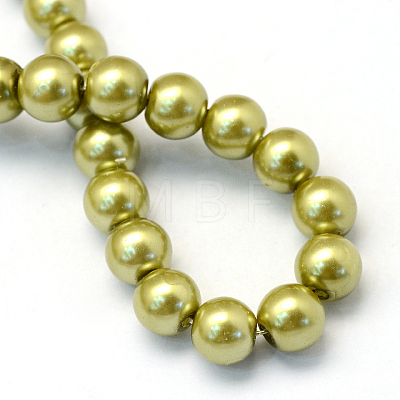 Baking Paint Pearlized Glass Pearl Round Bead Strands X-HY-Q003-4mm-43-1