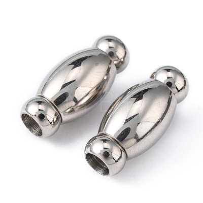 Smooth 304 Stainless Steel Magnetic Clasps with Glue-in Ends STAS-D008-1-1
