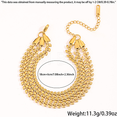 304 Stainless Steel Wheat Link Chains Multi-strand Bracelets for Women WG63B33-01-1