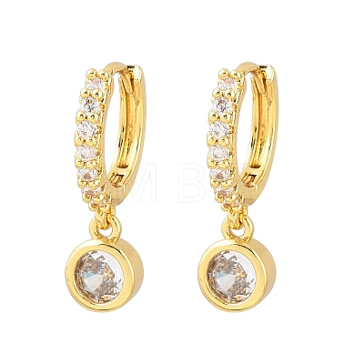 Brass Micro Pave Cubic Zirconia Hoop Dangle Earrings KK-Z166-15G-02-1