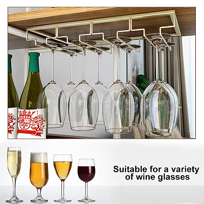 Iron 3 Rows Wine Glass Rack Under Cabinet AJEW-WH0041-98-1