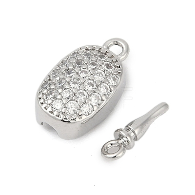 Brass Micro Pave Clear Cubic Zirconia Box Clasps KK-P291-38P-1