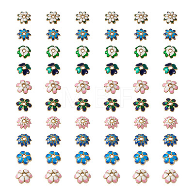 60Pcs 10 Style Alloy Enamel Bead Caps FIND-YS0001-16-1